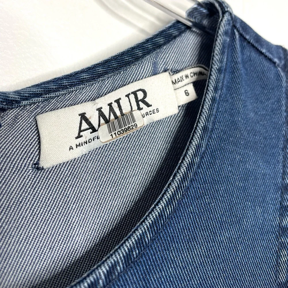 Amur | Emery Denim Ruffled Puff Sleeve Dress 6